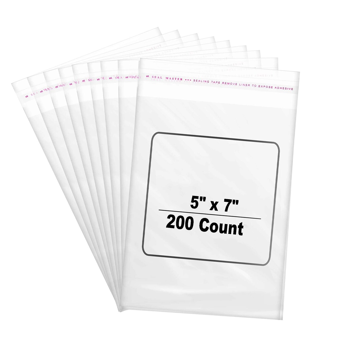 200 Count Clear Resealable Poly Cellophane Bags Self Seal 5" x 7" for Small Gifts and Packaging